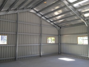 WAZ Steel and Sheds BRISBANE Pic 5 - 9 X 8 X 36 Multi Door Sandbank Colorbond RH inside