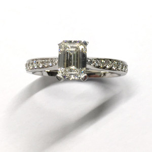 Alan Weiss Fine Jewellery Pic 4 - This beautiful 1ct Emerald Cut Diamond set in a Platinum Diamond set Shoulder Solitaire Band is handcrafted