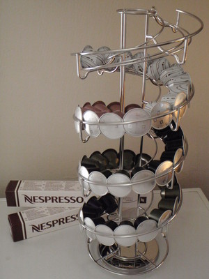 E-Coffee Capsules Pic 3 - spiral stand 4 Nespresso coffee pods