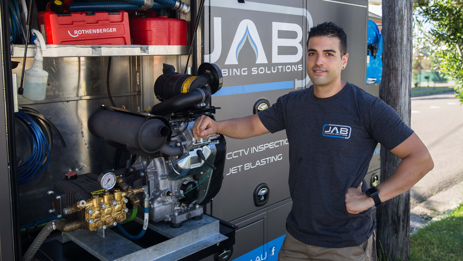 JAB PLUMBING SOLUTIONS Pic 1 - Founder of JAB Plumbing Solutions Jason Bonanno standing next to truck