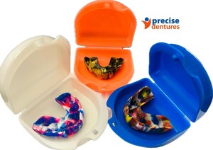 Precise Denture Clinic Pic 4 - Mouthguards in a variety of colours