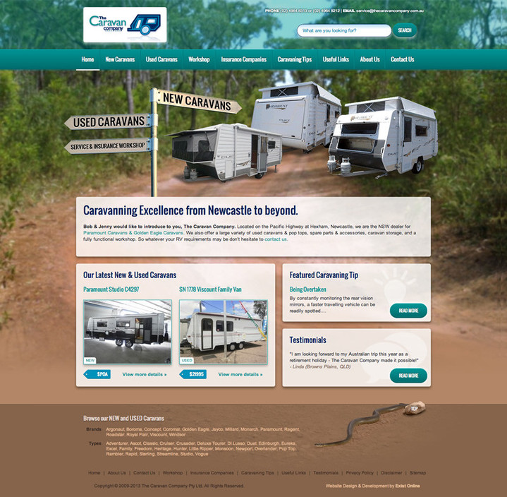 Exist Online Web Development & Graphic Design Pic 1 - The Caravan Company Website Design Development