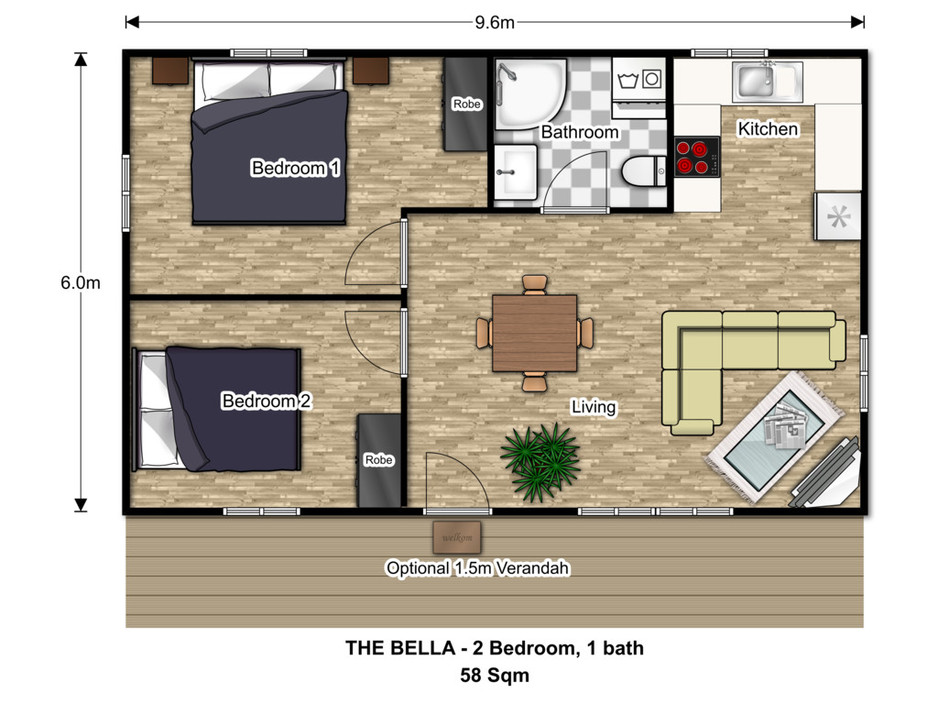 Modconn Living Solutions Pic 2 - Bella Floorplan 2 bedroom