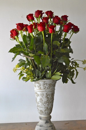 Ivy Florist Pic 3 - 24 long red roses presented in a provincial look ceramic vase