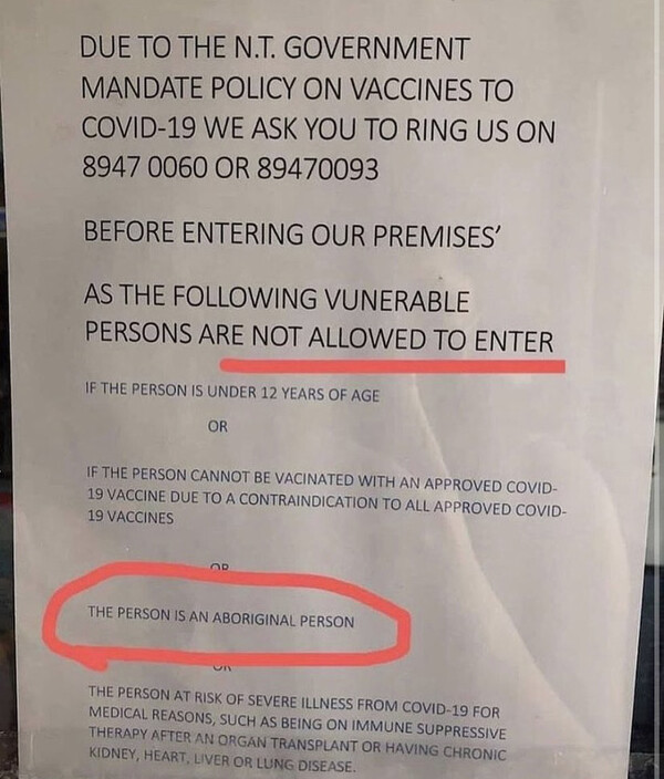 Australian Auto Recyclers Pic 1 - Notice hanging up at this business in NORTHERN TERRITORY Sickening racists By the way I AM WHITE