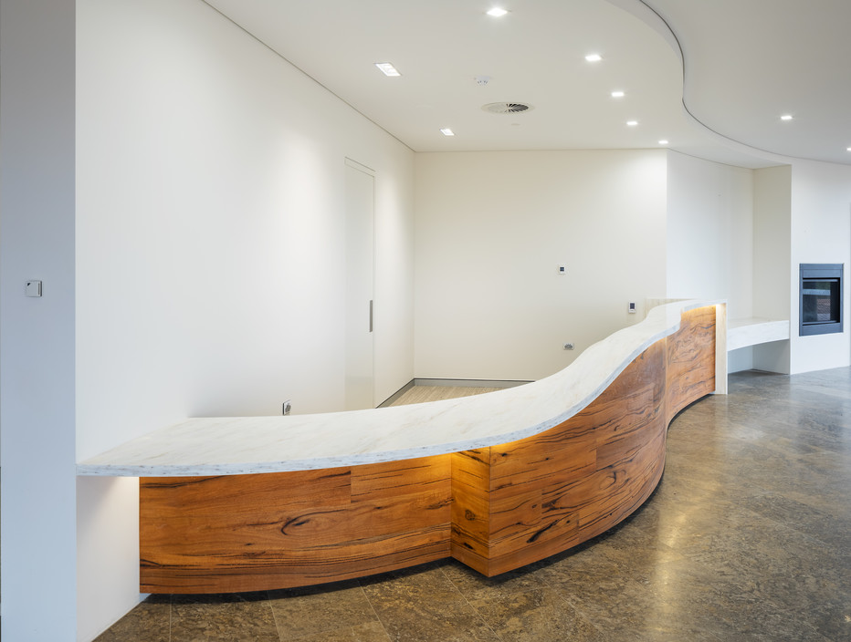 South West Solid Surfaces Pic 1 - Curved Corian Benchtop Reception Desk