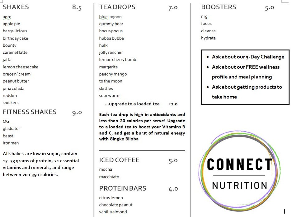 Connect Nutrition Pic 1 - Menu 2021