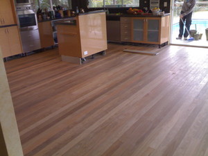 Seamus Leigh Carpentry Pic 5 - 80mm spotted gum flooring finished with tung oil at woolaware