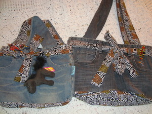 Delicious Allsorts Pic 2 - Revamped denim jean handbags various sizes and designs