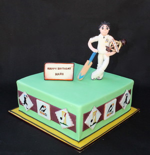 ColorDrama Cakes Pic 5 - Cricket themed cake with handmade edible figurine