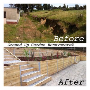 Garden Renovators Pic 5 - Timber Sleeper Retaining Wall with Steps Pakenham