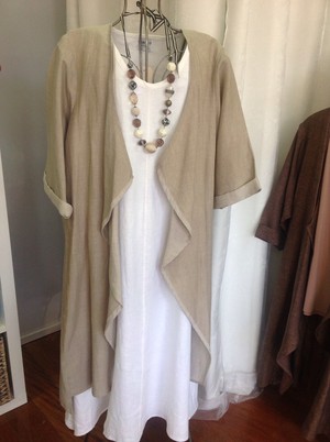 Originals By Nada Pic 3 - Linen long Coat awhite linen dress