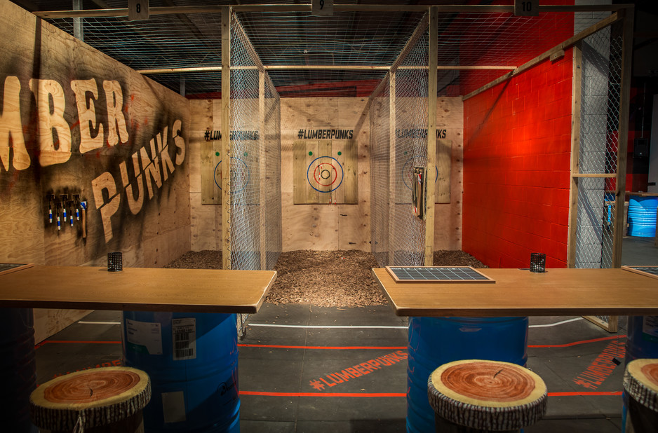 Lumber Punks Axe Throwing Gold Coast Pic 1 - Lanes 10 11 12 at Lumber Punks Gold Coast