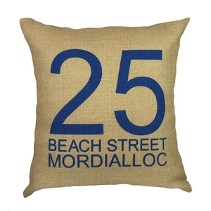 Pink Pigeon Homewares Pic 3 - Personalised address cushion pinkpigeonbigcartelcom