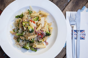 Toxteth Hotel Pic 2 - Penne pasta with broccoli preserved lemon and chilli with parmesan and hazelnut crumbs v