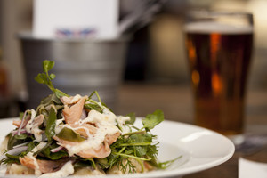 Toxteth Hotel Pic 5 - Smoked king trout pickled cucumber dill watercress and warm potato salad with horseradish and wholegrain mustard dressing gf