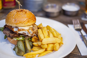 Toxteth Hotel Pic 4 - Smoked wagyu beef sandwich with pickled celery watercress caramelised onion soft fried egg and horseradish mayonnaise