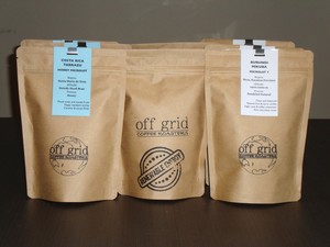 Off Grid Coffee Roasters Pic 3 - Retail Bags of espresso blend Renewable Energy and 2 Single Origins