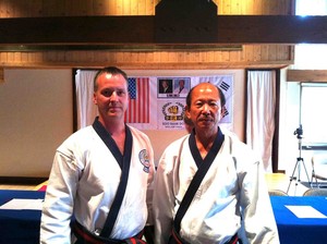 Martial Arts SA Leadership Academy Pic 4 - Head Instructor left with World Moo Duk Kwan Grand Master HC Hwang at Master testing USA