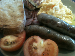 The Local Tart Pic 3 - The local brekky with add haloumi and sausage Dont forget the coffee