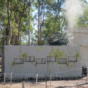 Skirmish Samford Paintball Pic 2 - Skirmish Samford Paintball Battle Bunker the only paintball bunker that has interactive mechatronics so the defenders have a safe place to fire out and the attackers must choose do they fire into the gaps or the lights to shut the firing holes up