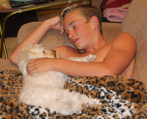 Indulgence Pet Care Pic 3 - Millie and Jesse relax before bedtime