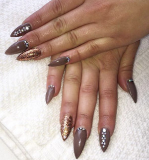 LAURIE ALEXANDRA Pic 3 - Acrylic nails with Artistic colour gloss nail art Colour Mocha