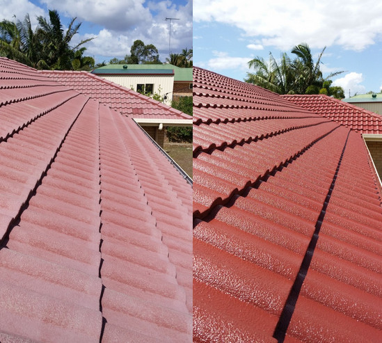 Coastal Roof Restorations Pic 2 - Before and after of a recent tiled roof restoration