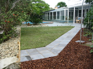 Northern Riverscapes Landscape Design & Constructions Pic 4 - Glass pool fence Turf and paths