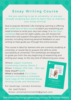 Life-changing Learning Pic 2 - Essay Writing Course 27th Feb 16th April