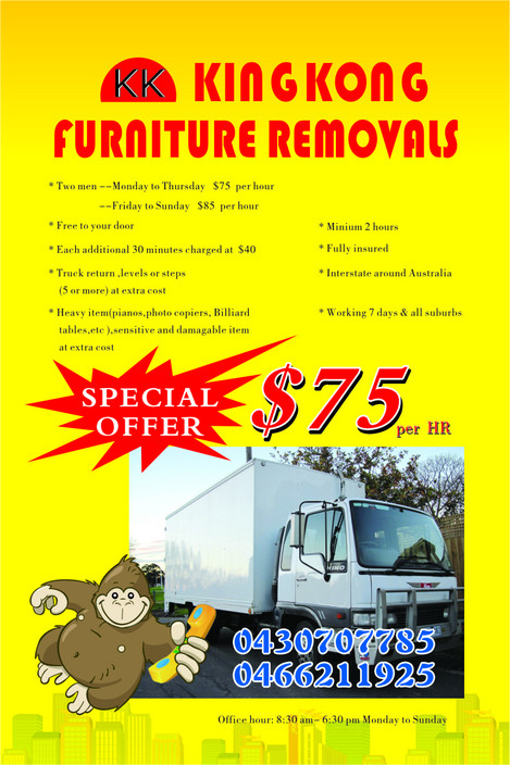 king kong furniture removals&cleaning services Pic 1