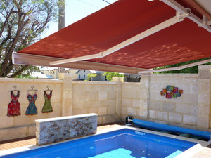 All Blinds WA Pic 4 - Folding Arm Awning Stratos III Material is Planasol Rust