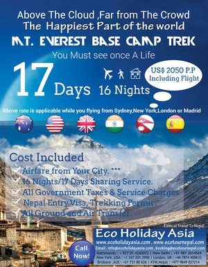 Eco Holiday Asia Pty Ltd Pic 2 - Everest Trekking is Just USD2050 from Sydney and Brisbane with flight tickets