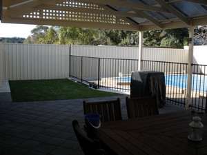 Aussie Fencing & Gates (SALISBURY NORTH) Pic 5 - Tubular Pool Fence Smooth Cream Post Rail Fencing