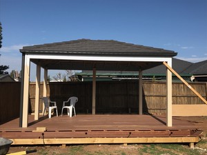 Bluegum Roofing Pic 3 - new roof to pergola monier flat tiles