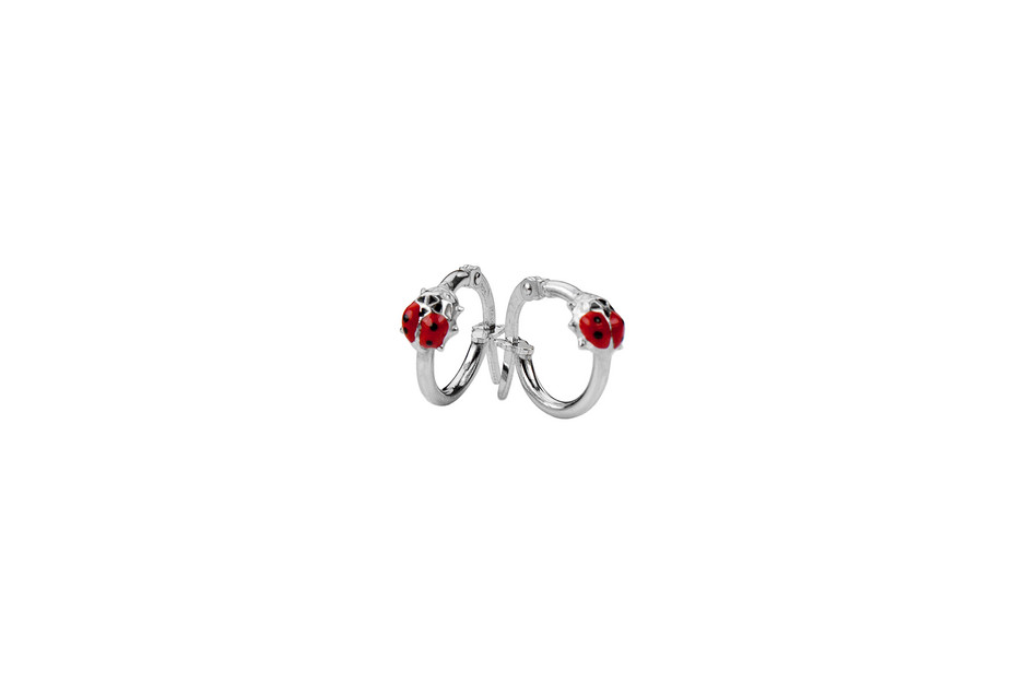 Mini Miss & Me Pic 1 - Sterling Silver Ladybeetle Hoop Earrings