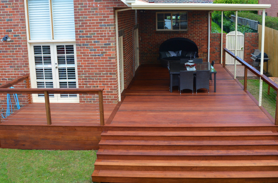 Melbourne Decking Pic 1 - A Merbau deck with terrace steps by Melbourne Decking