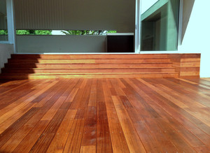 Melbourne Decking Pic 2 - Beautiful Merbau decking with terrace steps by Melbourne Decking