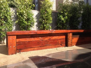 Green Landscaping Pic 5 - red gum retaining wall