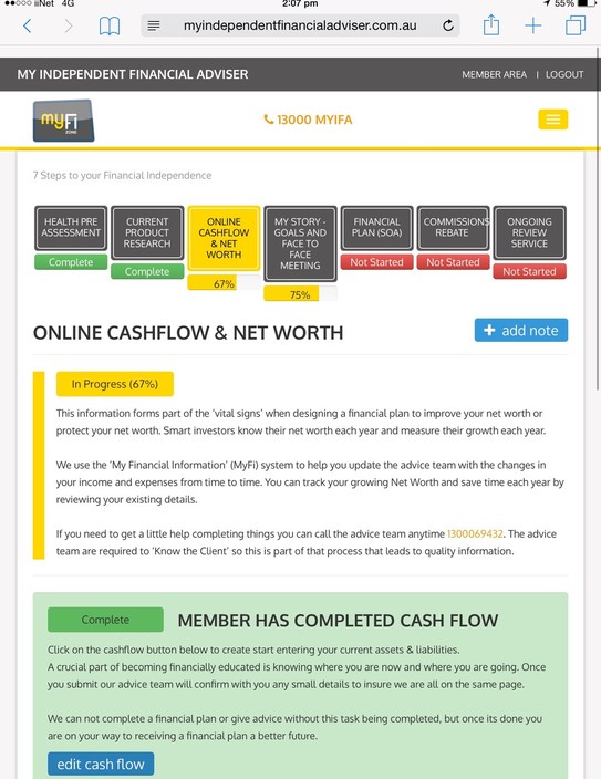 My Independent Financial Adviser Pic 1 - Online cash flow and net worth for member area