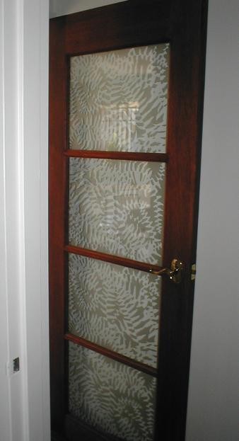 WA Glass Frosting Services Pic 1 - internal glass door with fern leaf frosting design