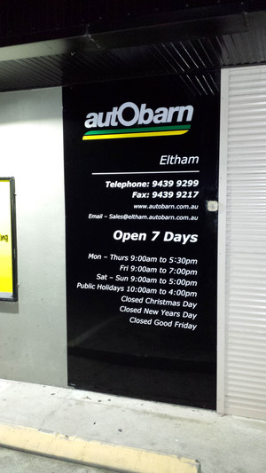 Sign & Display Systems Pic 2 - Vinyl cut sign for Autobarn in Eltham They also use out snap frames