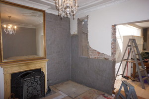 Watershield Pic 2 - Remedial Work Removed render and waterproofed walls to stop dampness coming through solid walls and rising damp