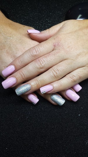 Damn Fine Nails Pic 4 - Acrylic with gel polish and feature glitter nail