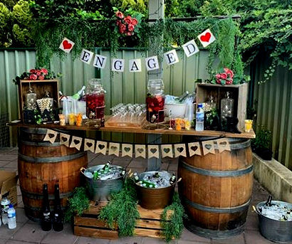 So Cupid / Wine Barrel Hire Perth Pic 1 - Rustic Engagement Wine Barrel Bar for hire Perth Ice buckets drinks bar event hire perth