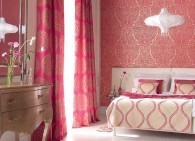 Taylor & Stirling Blinds, Curtains, Awnings & Shutters Pic 3 - CoOrdinated Room with Curtains Wallpaper Bed Head