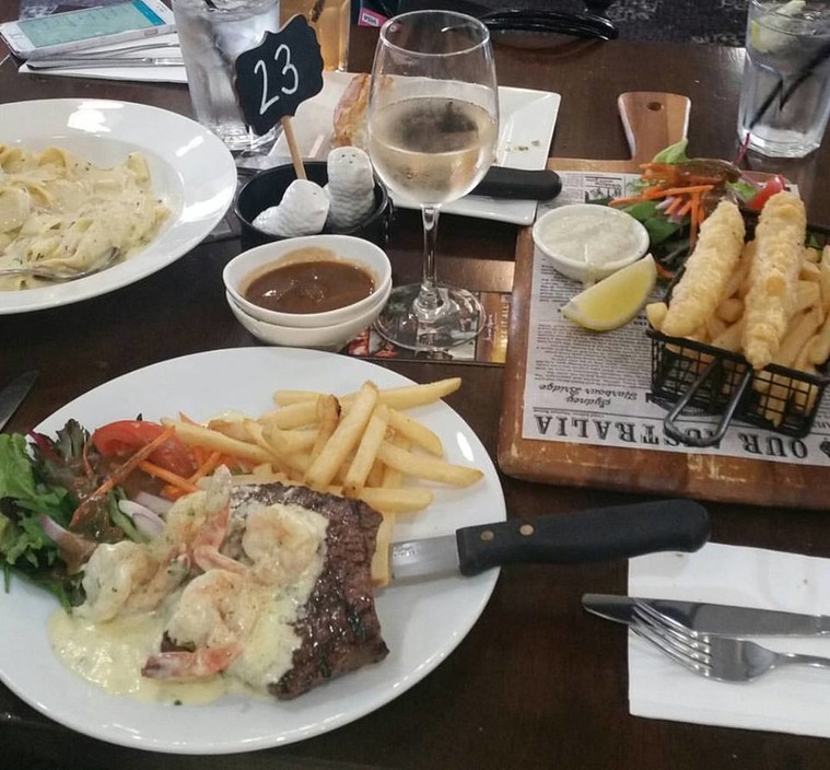 Aspley Central Tavern Pic 1 - Lunch Special Steak Carbonara and fish