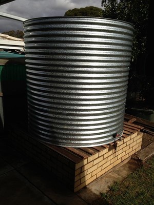 H2o Rainwater Tanks Pic 3 - Galvanised Tank on new base