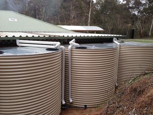 H2o Rainwater Tanks Pic 5 - Galvanised tanks on hilly block