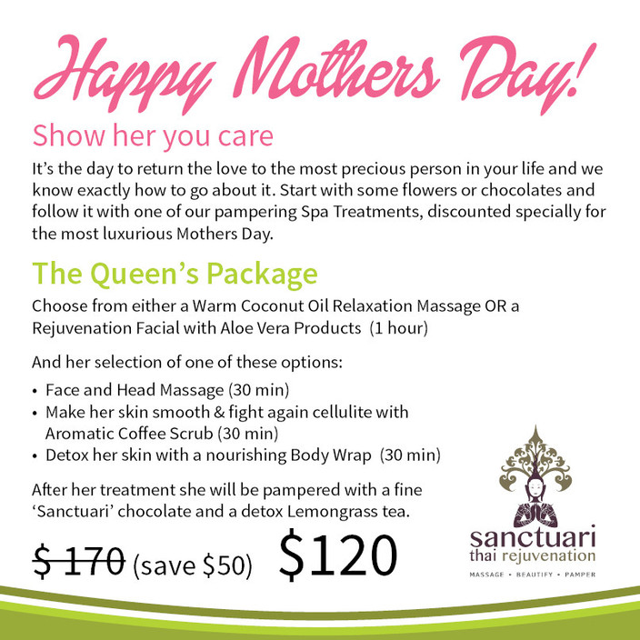 Sanctuari Thai Rejuvenation Pic 1 - Special gift for the most important person Happy Mothers day